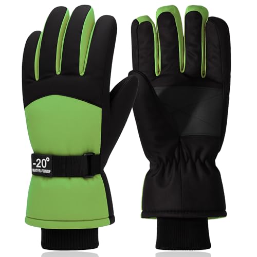 XiuGlimpse Ski Gloves, Valentines Day Gifts Waterproof & Breathable Snowboard Mittens for Boys & Girls, Winter Warm Gloves