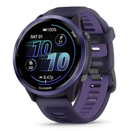 Garmin Forerunner 570 (47 mm, Indigo/Translucent Imperial Purple) Running GPS Smartwatch - AMOLED Display, Training - Gift...