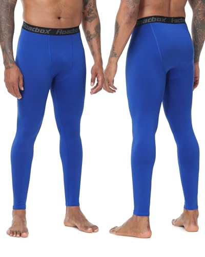 Roadbox Men's Thermal Compression Pants, Fleece Lined Running Tights Leggings, Athletic Ski Base Layer Bottoms Cold Weather