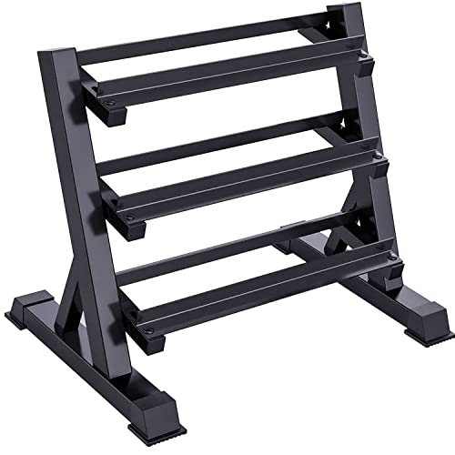 JDGG Dumbbell Rack Adjustable 3-Tier Weight Stand for Home Gym, 1100LB Capacity Heavy Duty Weight Storage Rack for Dumbbel...