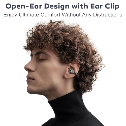 Open Ear Earbuds, Air Conduction Headphones Wireless Earbuds Bluetooth 5.4, Clip on Headphones with Mic 42H Playtime, Over...