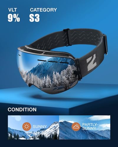 ZIONOR X Ski Goggles - OTG Snowboard Goggles Detachable Lens for Men Women Adult