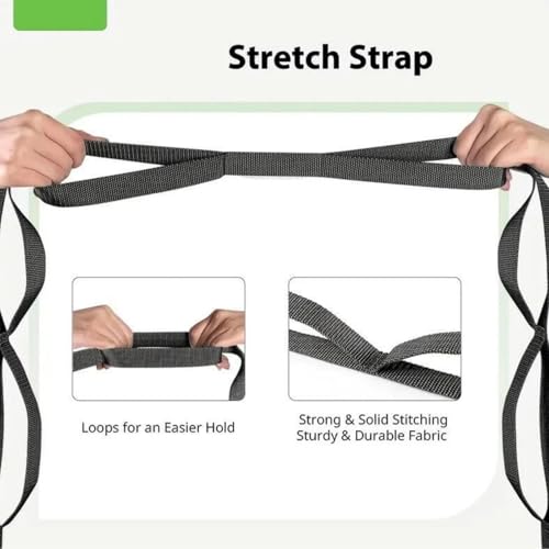 Stretching Strap Yoga Strap for Home Workout, Exercise, Pilates and Gymnastics, 10 Loops Non-Elastic Stretch Bands with Ae...