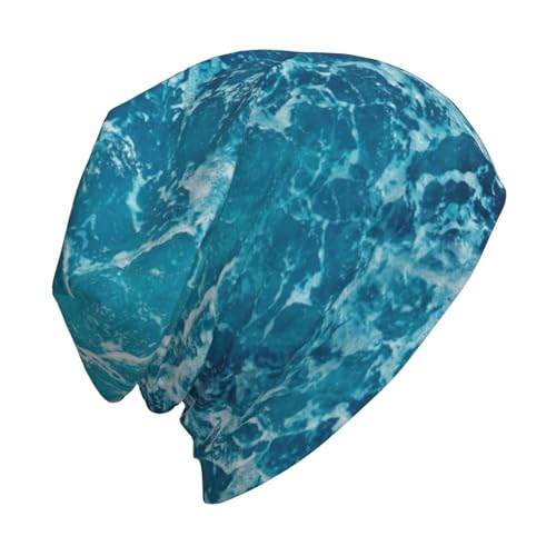 Tropical Ocean Beach Theme Print Winter Beanie Hat Men Women Soft Lightweight Thermal Cap for Outdoor Skiing Wear Black