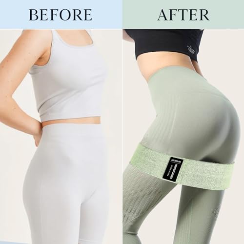HIMESPORNER Wide Fabric Resistance Bands for Working Out, 3 Level Non-Slip Exercise Booty Bands for Women & Men Leg and Gl...