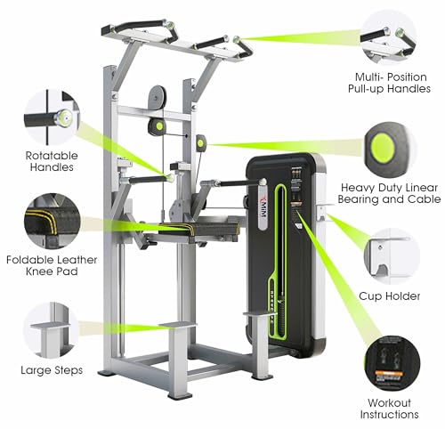 Commercial Dip Chin Assist Machine | Weight Assisted Pull Up & Dip Station for Strength Training | Upper Body Workout Equi...