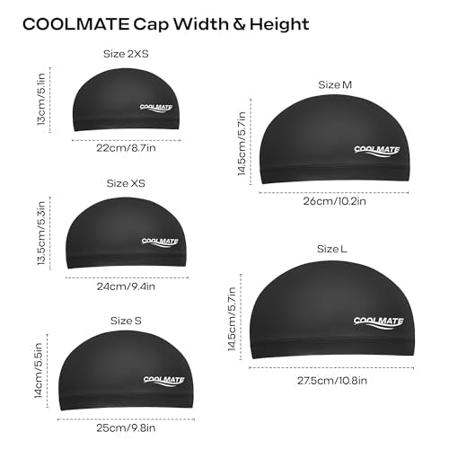 COOLMATE Fabric Swim Cap for Adult Women Men Kid, Silicone Water Resistant Layer, Cloth Swim Cap Gifts for Swimmers, Light...
