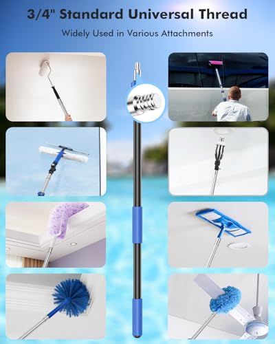 Pool Pole Telescopic 16FT Heavy Duty Upgraded Aluminum, 16 Ft Extension/Extendable Telescoping Tool for Above Ground/Ingro...