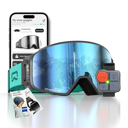SKIWARRIOR Multifunctional Smart Bluetooth Ski Goggles with Walkie-Talkie, Anti-Fog Zeiss Lens, Music & Call Function