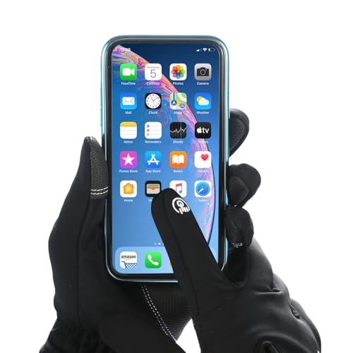 LiMMAX Black Touch Screen Gloves for Men Women - Windproof Water Resistant Warm Gloves for Cold Weather, Ideal for Running...
