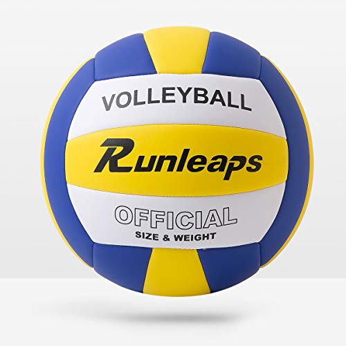 Runleaps Volleyball, Waterproof Indoor Outdoor Volleyball for Beach Game Gym Training (Official Size 5)