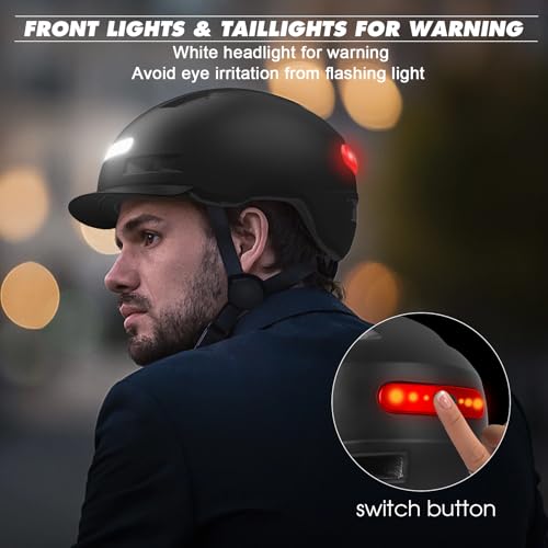 Bike Helmet, Shinmax Adult Cycling Helmet with USB Rechargeable LED Front and Back Light Bicycle Helmets for Men Women