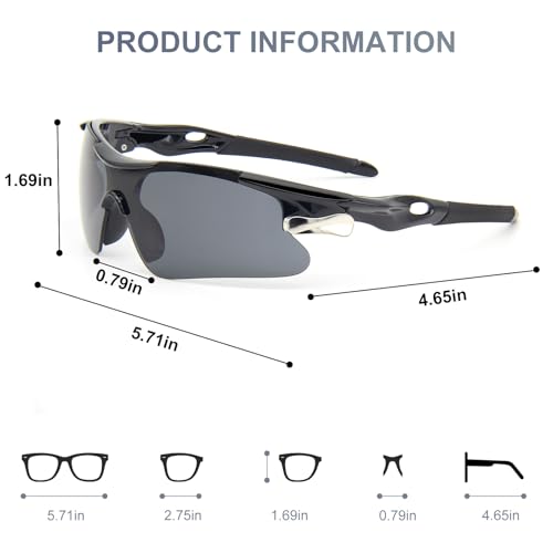 ZOSIMP Unisex Sports Sunglasses with UV400 & Shatterproof Lenses, Windproof Lightweight Frame for Outdoor Sports