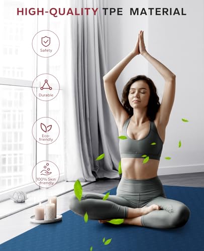HAPBEAR Large Yoga Mat - 72"x36"x6mm (1/4 inch), Extra Wide Non-Slip Exercise Mat for Home Workout, Yoga, Pilates & Stretc...