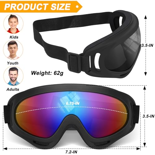 OXG 2 Pack Motorcycle Goggles with 2 Neck Gaiters, UV400 Protection Dirt Bike Motorbike Motocross ATV Skiing Goggles