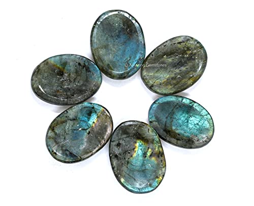 Amazing Gemstone Labradorite Thumb Worry Stone, Anxiety Stone, Healing Crystals - Piedra Crystal Fidget for Gift, Meditati...