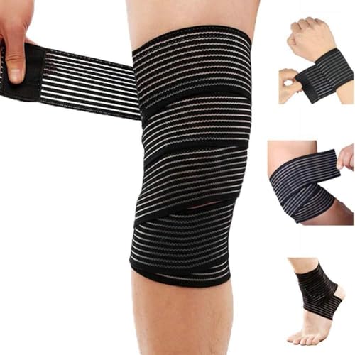 Extra Long Elastic Knee Wrap Compression Bandage Brace Support for Legs, Plantar Fasciitis, Stabilising Ligaments, Joint P...