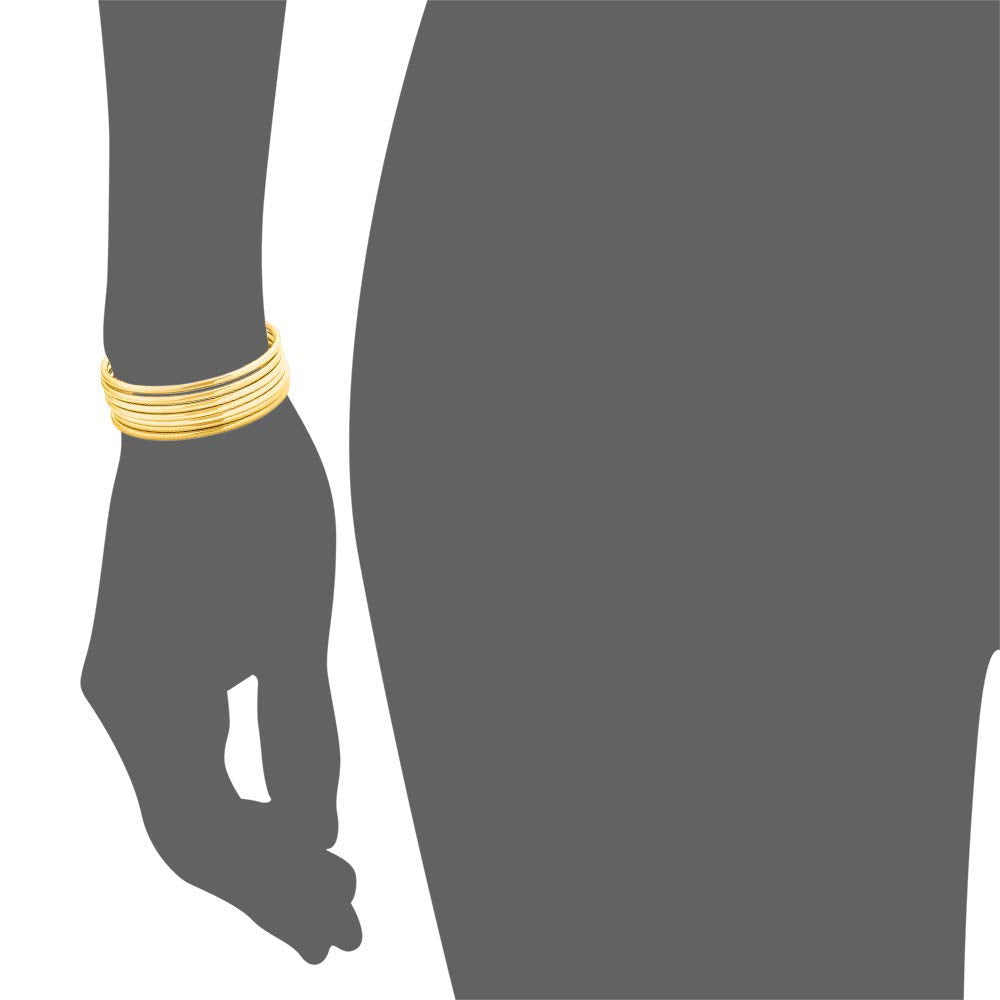 Edforce Stainless Steel 14K Gold Plated Glossy Thin Round Bangle Bracelet Set for Women, Set of 7 (Gold, 7.8)
