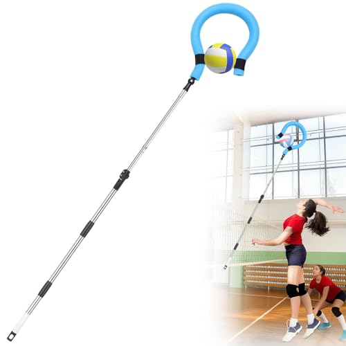 Volleyball Spike Trainer - Adjustable Height 63"-77" with Question Mark Hook, Durable Lightweight for Serving, Spiking & J...