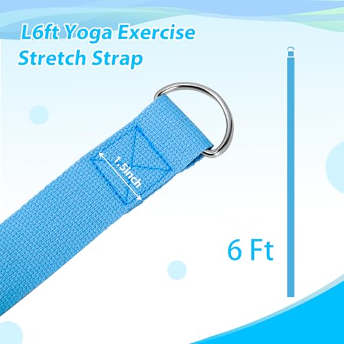 Extrapins 10 Pcs Yoga Strap for Stretching,8 Ft Exercise Adjustable Straps,Yoga Bands with Safe Adjustable D Ring Buckle,N...