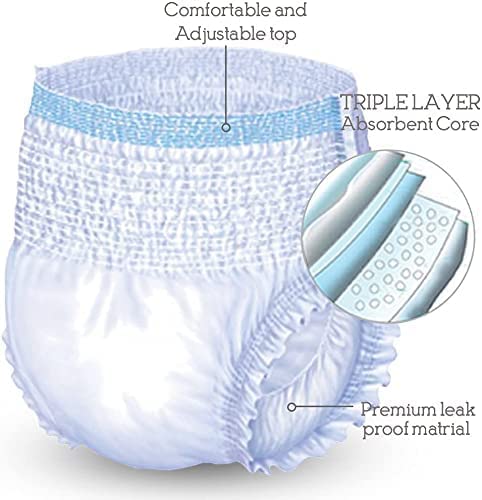 Unique Wellness-Absorbent Underwear (Pull-Ups) Size Large (30"–40" Waist) 56 Count, Made in USA