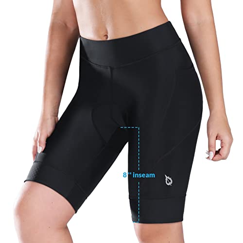 baleaf Women's Bike Shorts 4D Padded Cycling Spinning Road Bike Pockets Wide Waistband UPF50+
