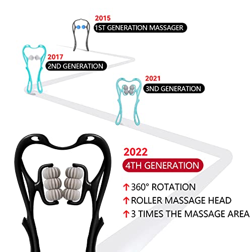 HaSeftni Neck Massager, Upgrade 6 Balls Massage Point Roller Massager for Pain Relief Handheld Tool Suitable Legs Waist an...