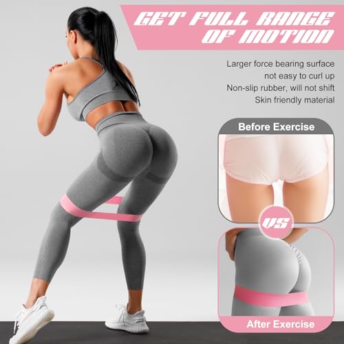 Hollowfly 12 Pcs Latex Resistance Loop Exercise Bands for Booty Workout Stretch Exercise Bands Non Slip for Legs Squat Res...