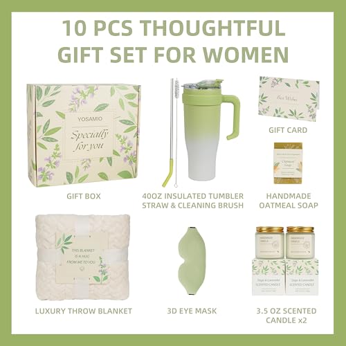 Get Well Soon Gifts for Women，Post Surgery Recovery Gifts with 40 OZ Tumbler & Flannel Blanket, Thinking of You Care Packa...