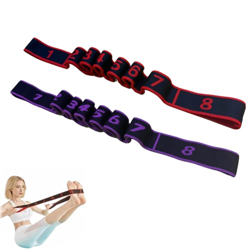 Fitness Resistance Band for Stretching and Yoga, Number Stretch Resistance Band with Clear Markings, 8-Section Elastic Tra...