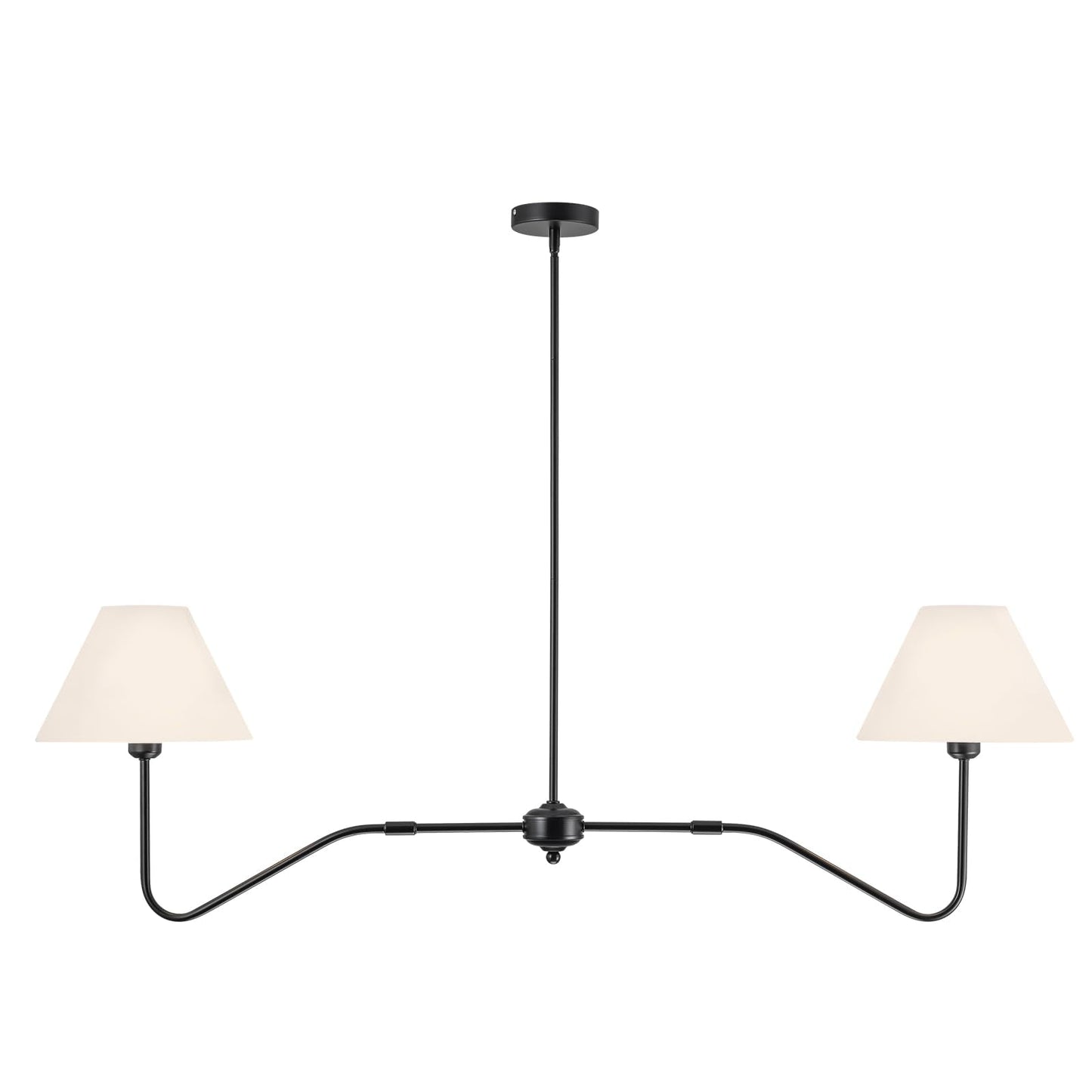 Jsdorsy 2-Light Modern Linear Chandelier For Dining Room  55 Inch Farmhouse Kitchen Island Lighting With White Fabric Shades  Hanging Lighting Fixtures For Living Room Bedroom