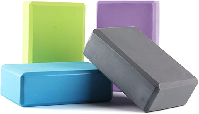 4 Pcs Yoga Blocks High Density EVA Yoga Brick Foam Blocks to Improve Strength, Flexibility and Balance, Non-Slip Surface f...