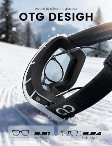 Lamicall Ski Goggles with 3X Anti-Fog - 100% UV Protection, OTG, Gifts for Skiing, Snowboard, Snowmobile, Men, Women