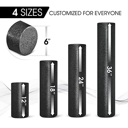 Yes4All High-Density Round Back Roller Foam, Exercise Foam Roller for Yoga, Pilates & Stretching - 12, 18, 24, 36 inch