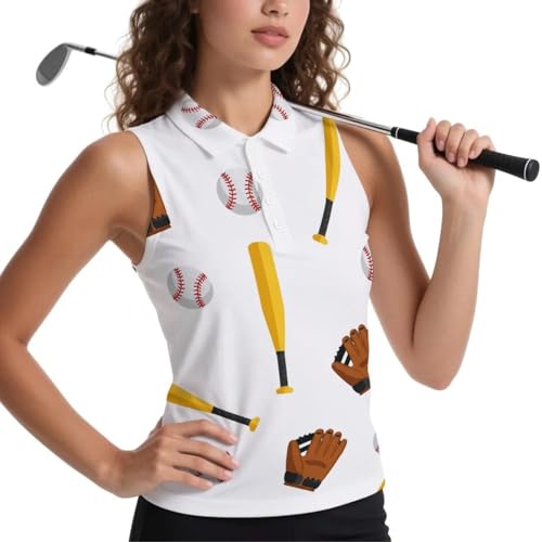 Huryilo Baseball Softball Ball Womens Golf Shirts Golf Polo Workout Shirt Athletic Tops