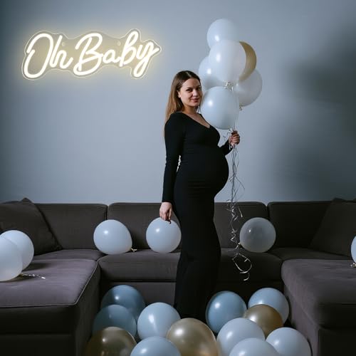 Oh Baby Neon Sign for Backdrop Wall Decor, Dimmable LED Neon Light for Backdrop Baby Shower, Birthday, Bedroom Christmas B...