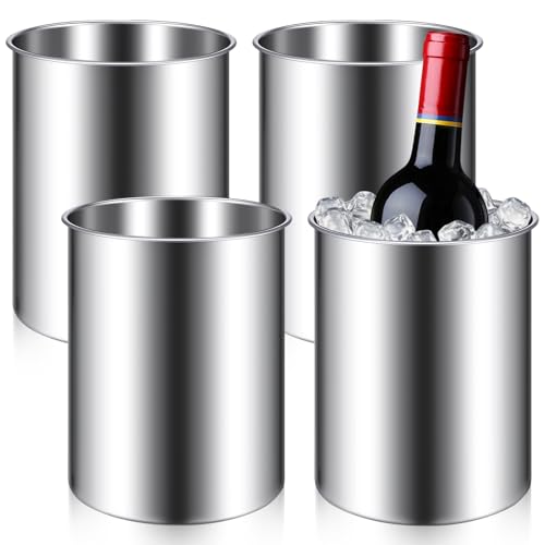 4 Pcs Stainless Steel Wine Ice Bucket, Wine Bottle Cooler, Insulated Champagne Ice Bucket, Keeps Cold for Hours, Fits Most...
