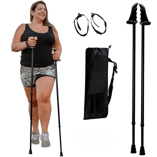 York Nordic Big and Tall Motivator Walking Poles for Balance and Rehab - 2 Pieces - Strong Push Button Locks, Detachable R...