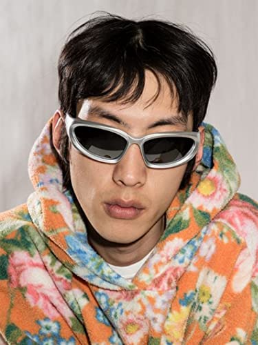 AIEYEZO Y2K Sunglasses Womens Mens Wrap Around Sports Sun Glasses Fashion Oval Thick Frame Ladies Shades
