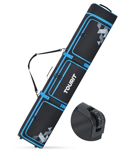 TOURIT Rolling Ski Bag and Ski Boot Bag Combo - Fully Padded Snowboard Bag with Wheels for Air Travel, Wheeled Ski Bag Hol...