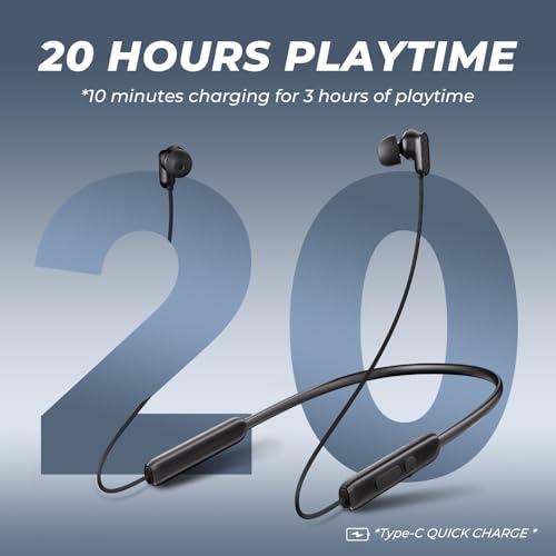 N18 Neckband Bluetooth Earbuds, Wireless Bluetooth 5.2 Headphones with Microphone, Ultra-Lightweight Comfort, IPX7 Waterpr...
