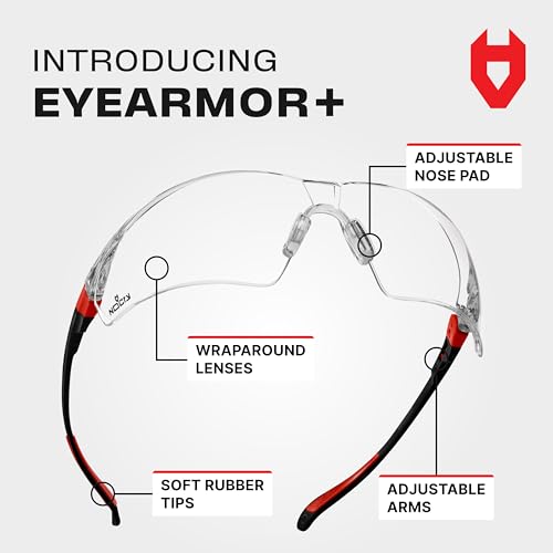 NoCry Clear Safety Glasses for Men and Women with Anti-Fog and Scratch Resistant Wrap Around Lenses, Adjustable Temples an...