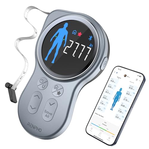 RENPHO Smart Tape Measure with Large Display, Bluetooth Body Measuring Tape with App for Weight Loss, Fitness Shape, Measu...