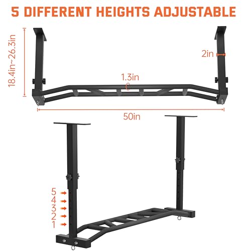 HWOOUSA 48" Ceiling Mount Pull Up Bar - Heavy Duty Multi-Grip Chin Up Bar for Garage/Home Gym and Strength Training, Adjus...