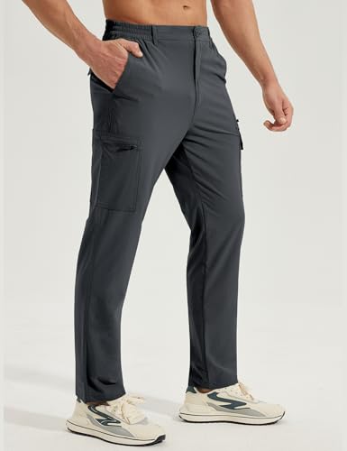 MOURCE Hiking Pants Men Lightweight Quick-Dry - Water Resistant Stretch Travel Pants with 7 Pockets for Outdoor Fishing