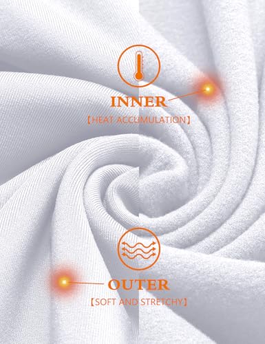 URRU Men's Thermal Long Sleeve Shirts Fleece Lined High Stretch Thermal Underwear Tops Base Layer for Men Cold Weather Gear