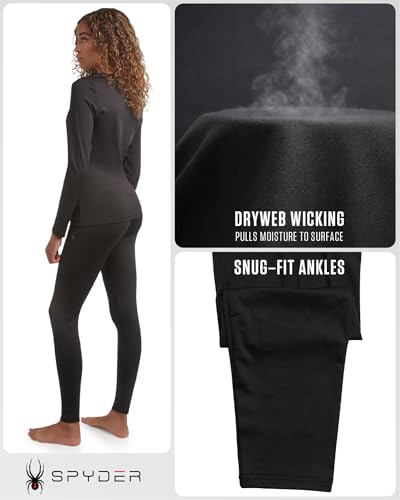 Spyder Womens Thermal Underwear Set - 2 Piece Fleece Lined Moisture Wicking Long Johns for Women Base Layer for Cold Weather