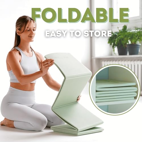 Polyfit Foldable Yoga Mat for Travel and Home Workouts - 7mm Thick - Lightweight, Packable, and Easy to Store - Folding Wo...