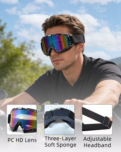 YUNGLIDE Motorcycle Goggles Dirt Bike ATV Ski Goggles For Men Women UV Protection Windproof And Dustproof Glasses
