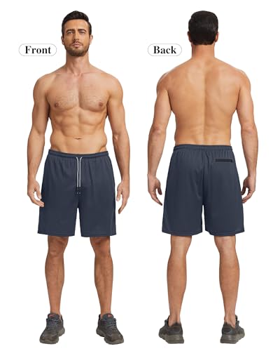 HOPLYNN 5 Pack Mens 2 in 1 Running Shorts with Liner, Quick Dry Workout Training Gym Athletic Sport Shorts with Pockets